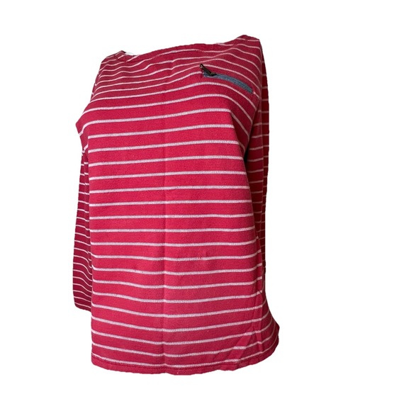Lauren Jeans Co. Tops - LRL Lauren Jeans Co. RALPH LAUREN Red Stripe 100% Cotton Zip Pocket Top M